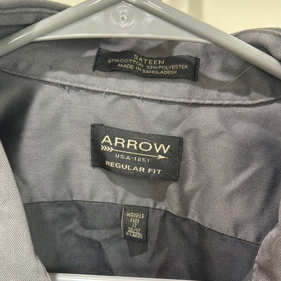 Arrow Gray Dress Shirt Classic Style / A10 - Picture 2 of 4